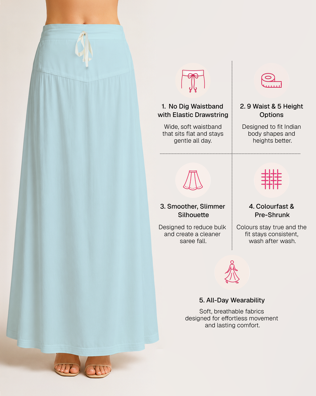 Fine Pure Cotton Satin Petticoat