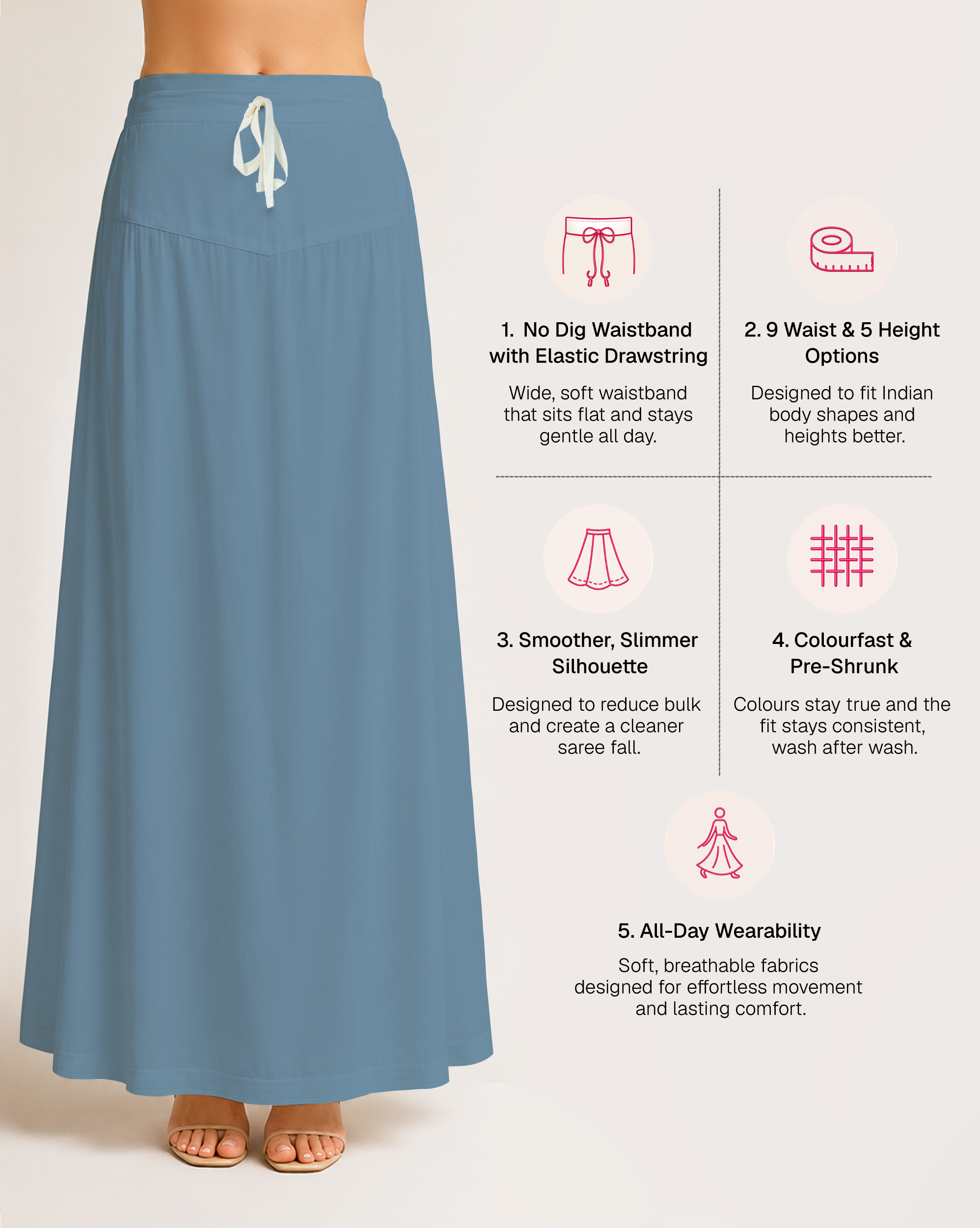 Fine Pure Cotton Satin Petticoat