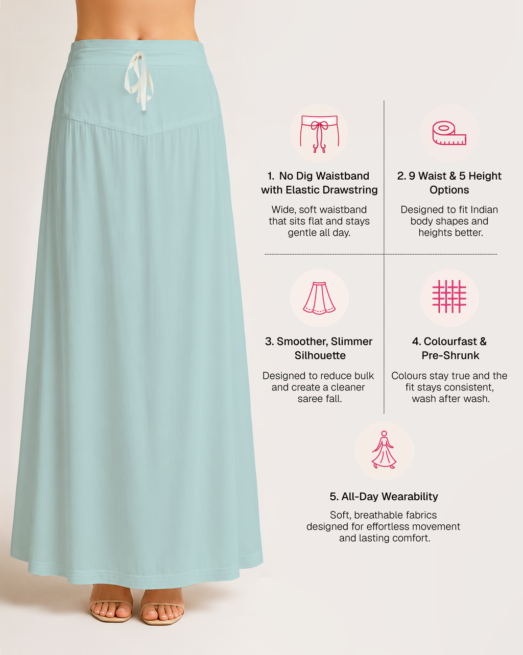 Fine Pure Cotton Satin Petticoat