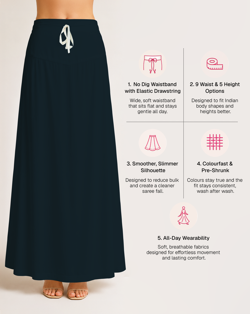 Fine Pure Cotton Satin Petticoat