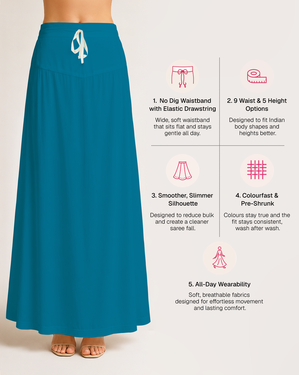 Fine Pure Cotton Satin Petticoat