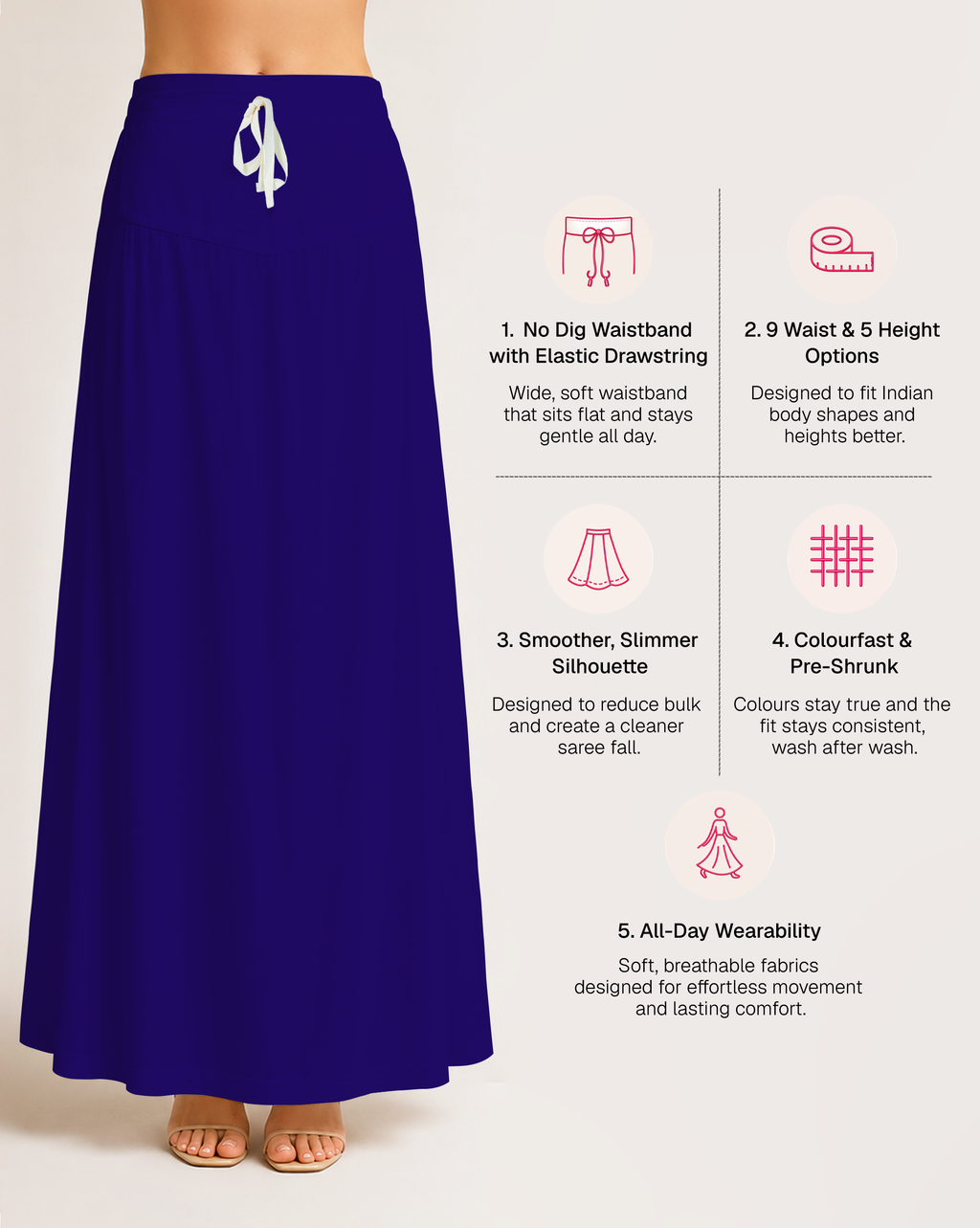 Fine Pure Cotton Satin Petticoat