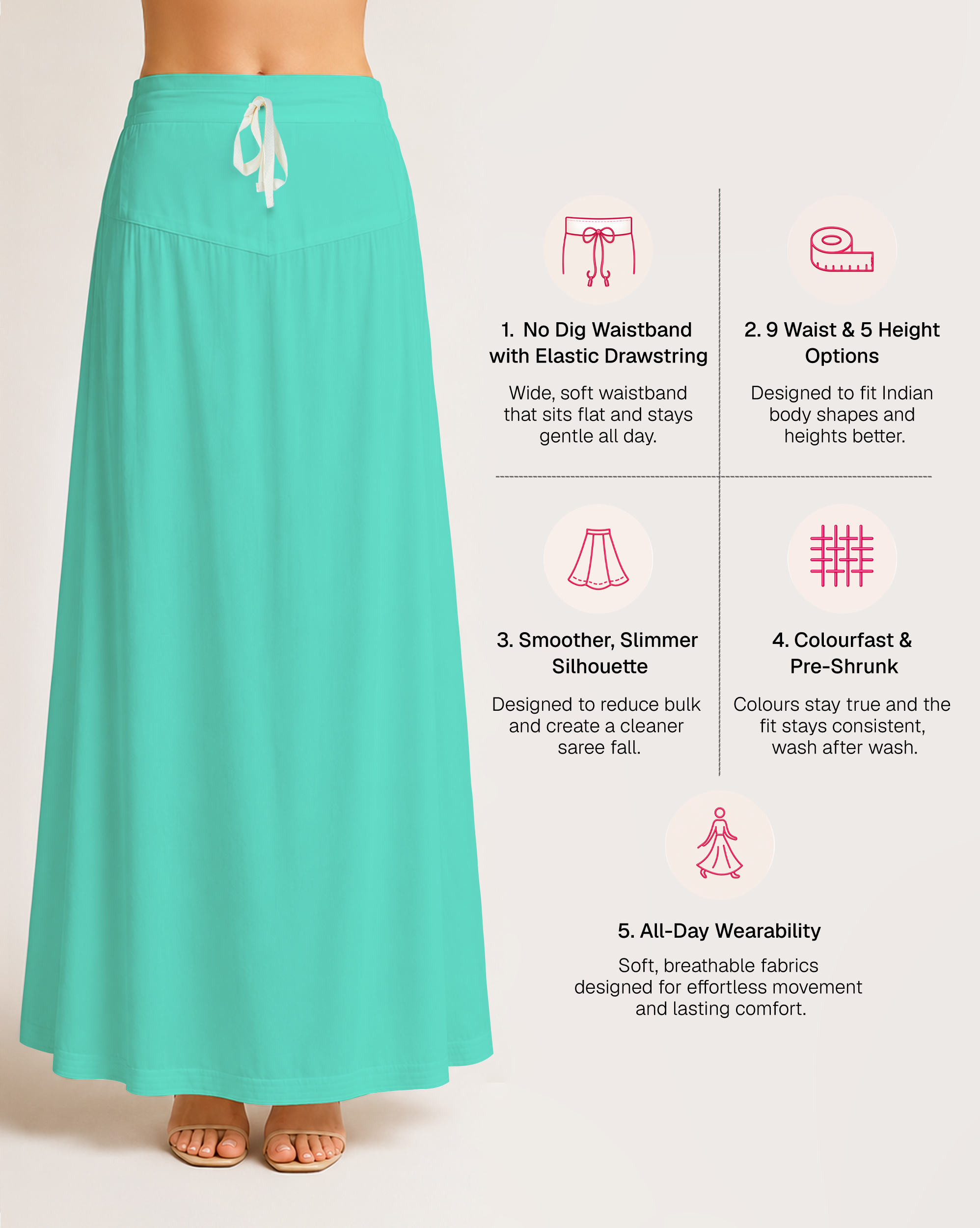 Fine Pure Cotton Satin Petticoat