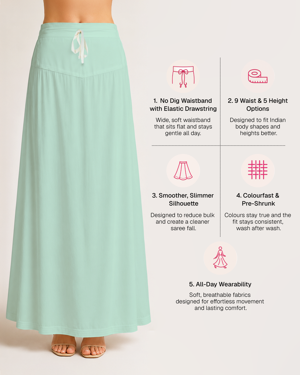 Fine Pure Cotton Satin Petticoat