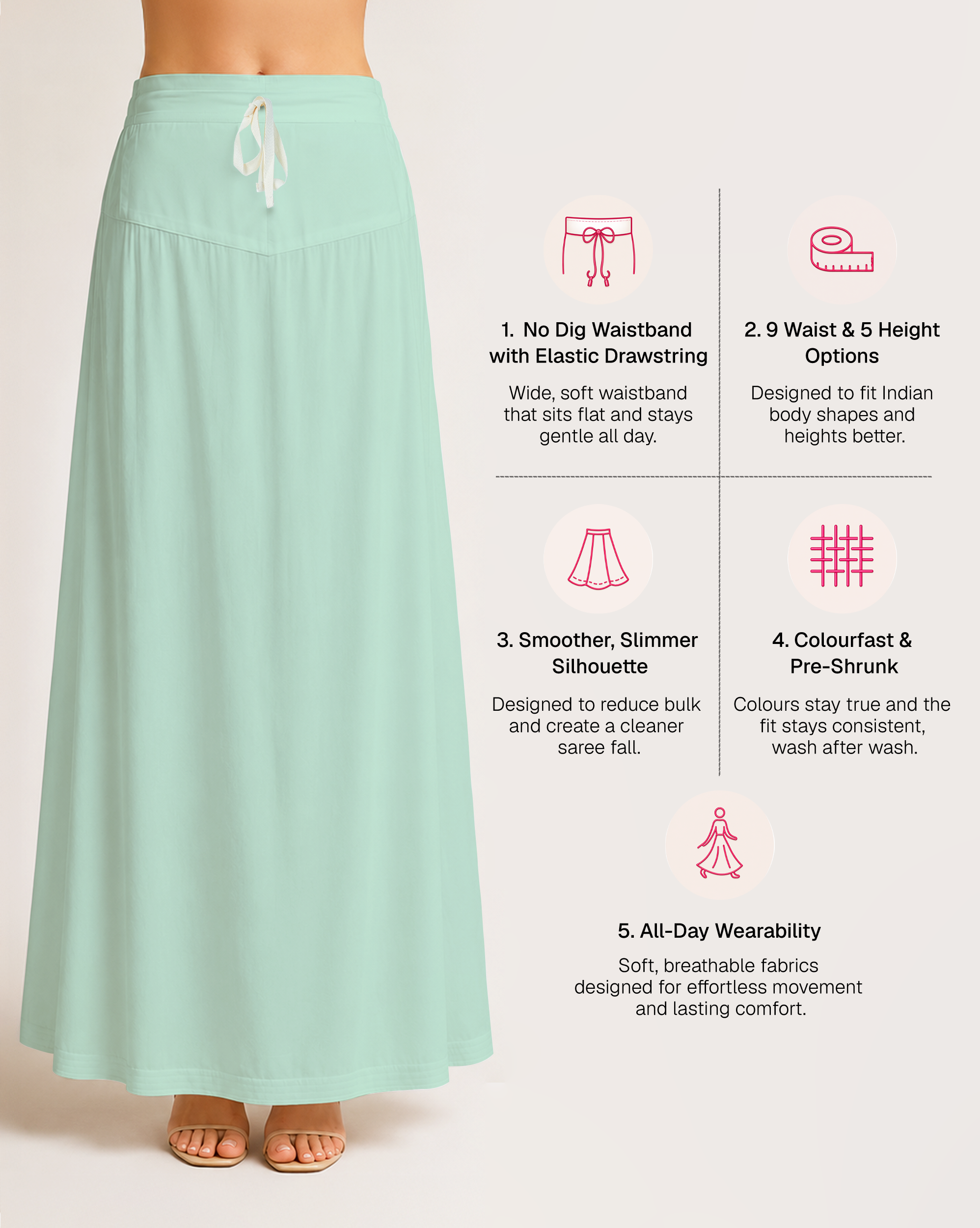 Fine Pure Cotton Satin Petticoat
