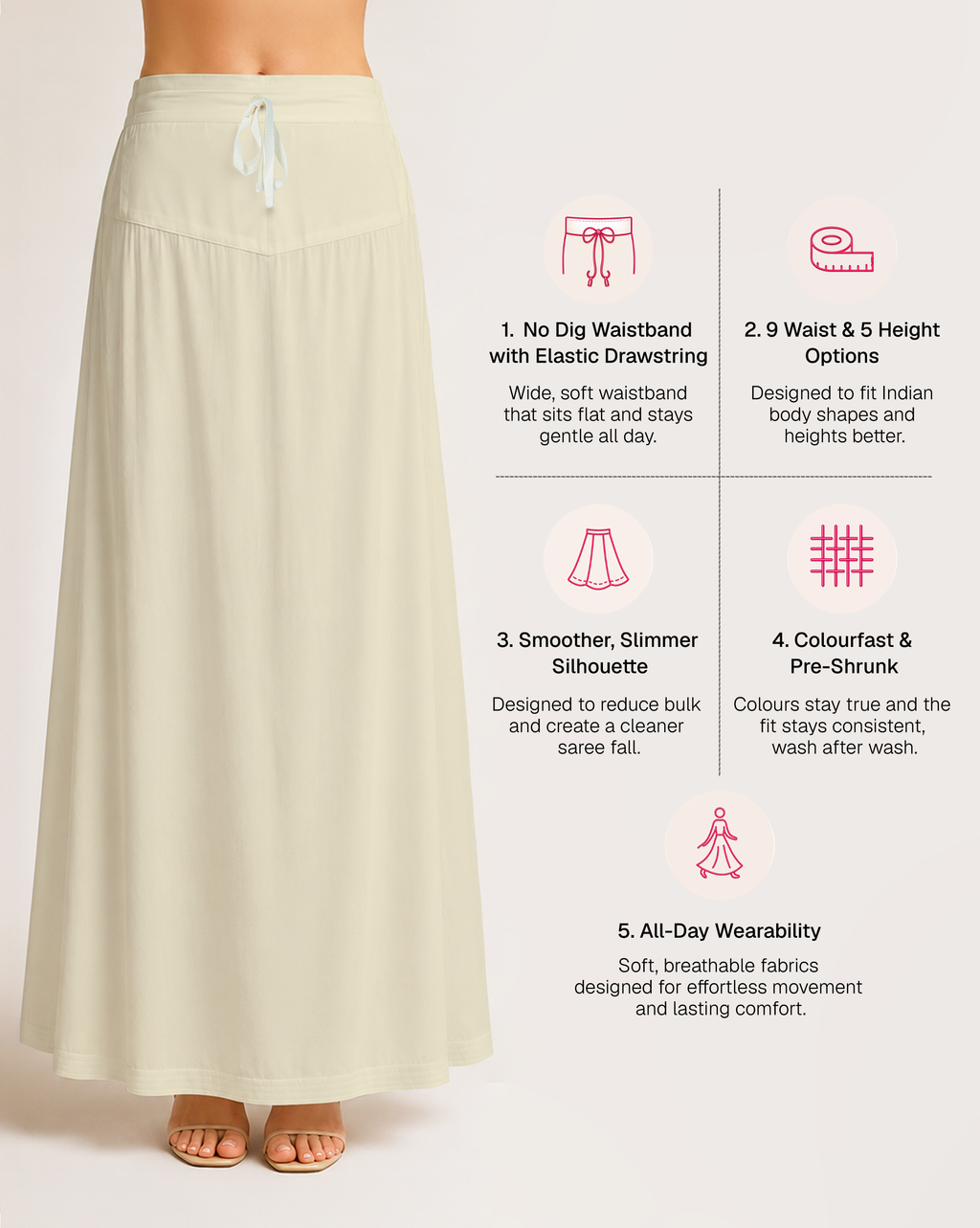 Fine Pure Cotton Satin Petticoat
