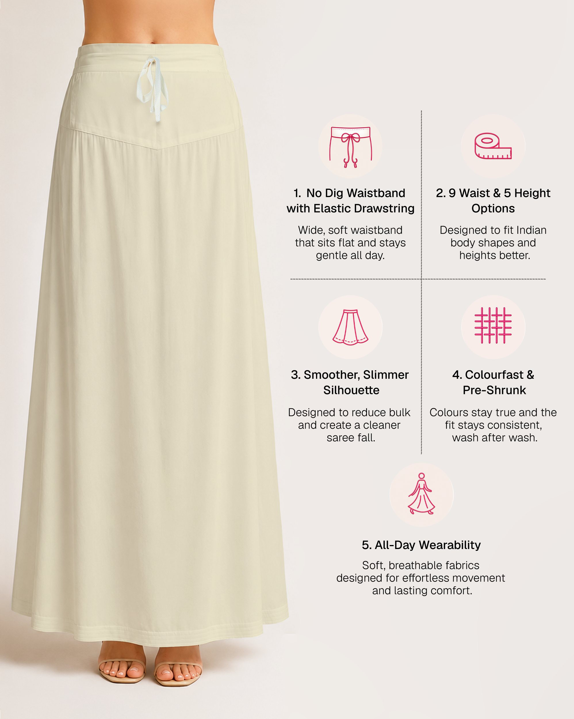 Fine Pure Cotton Satin Petticoat
