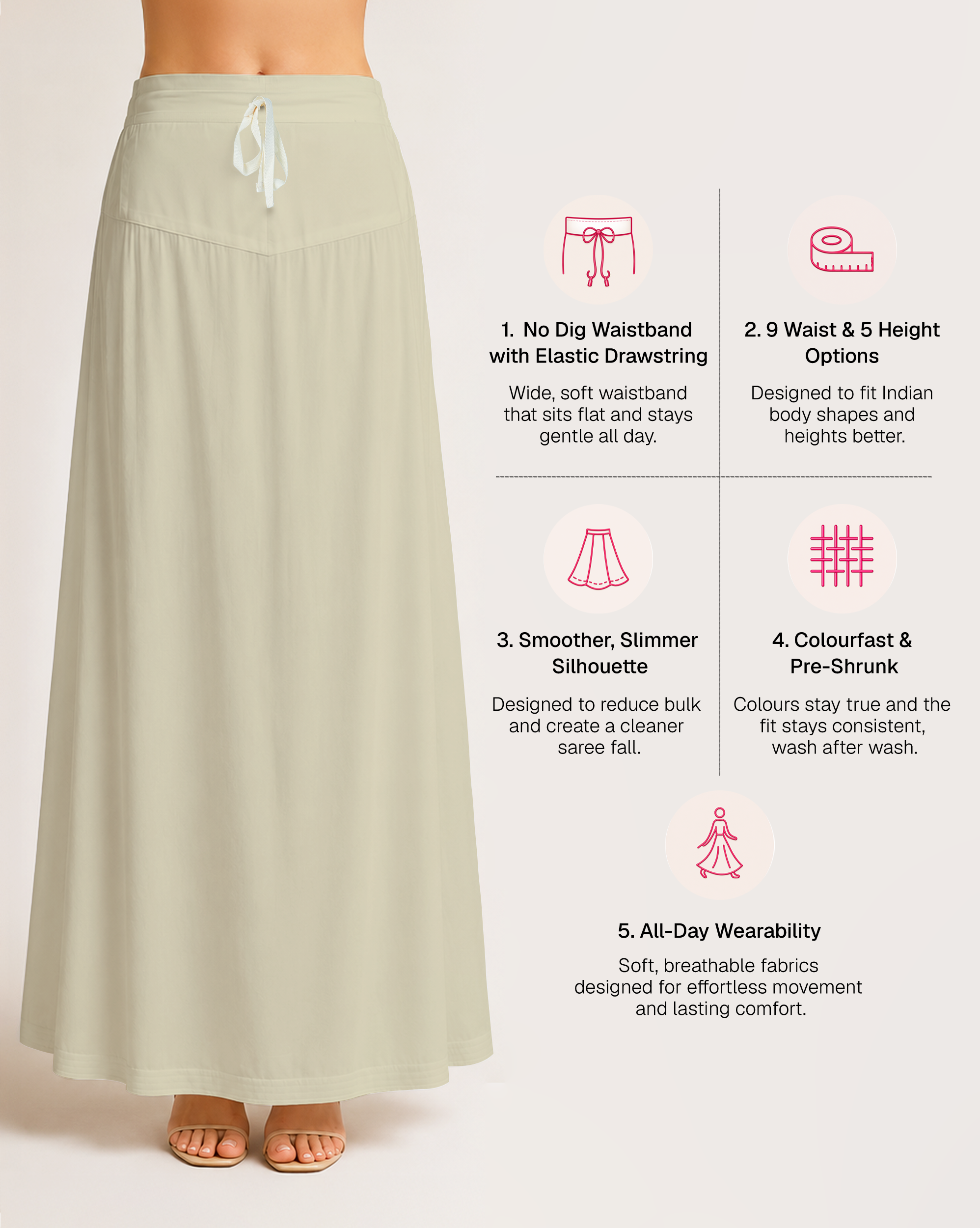 Fine Pure Cotton Satin Petticoat