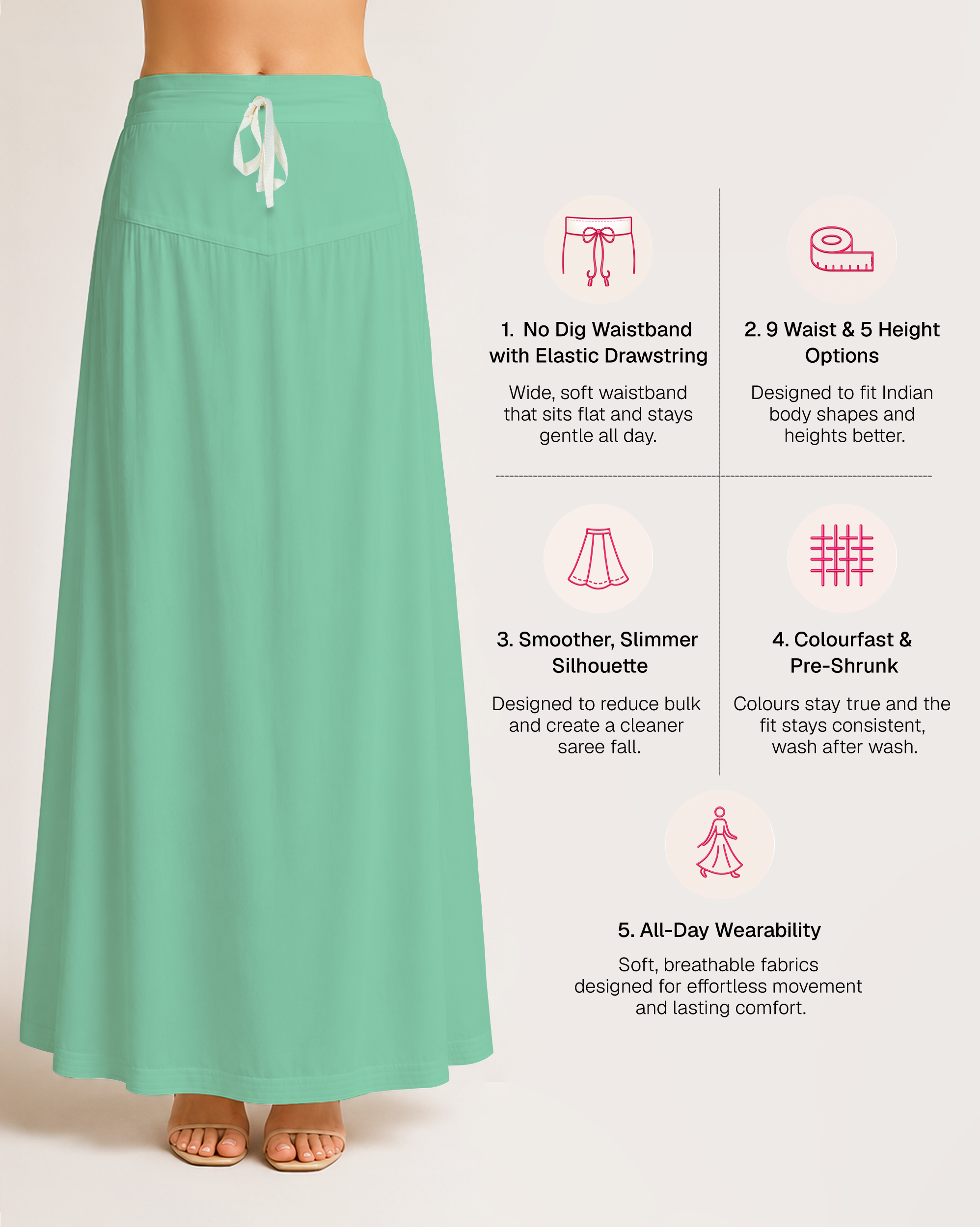 Fine Pure Cotton Satin Petticoat