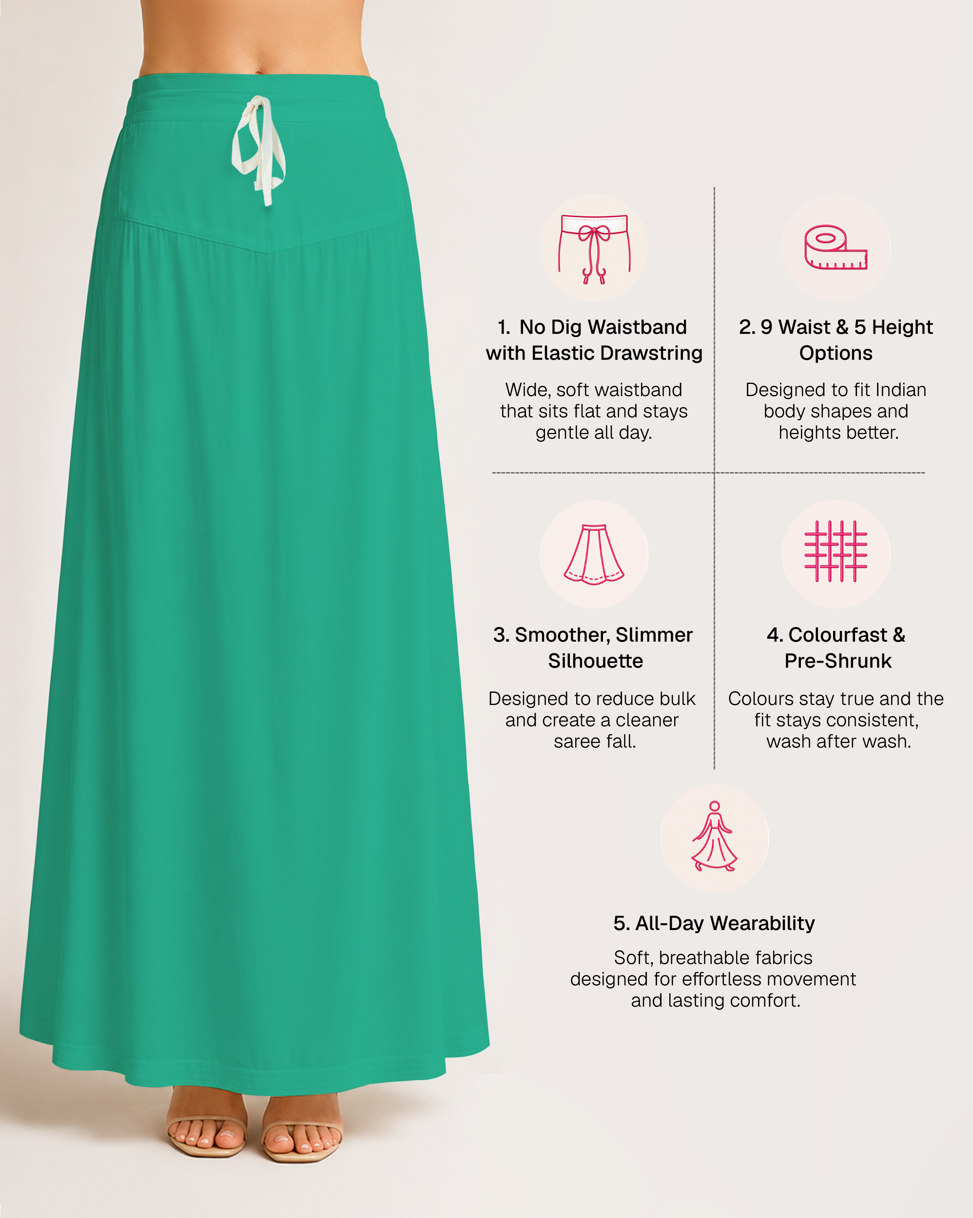 Fine Pure Cotton Satin Petticoat