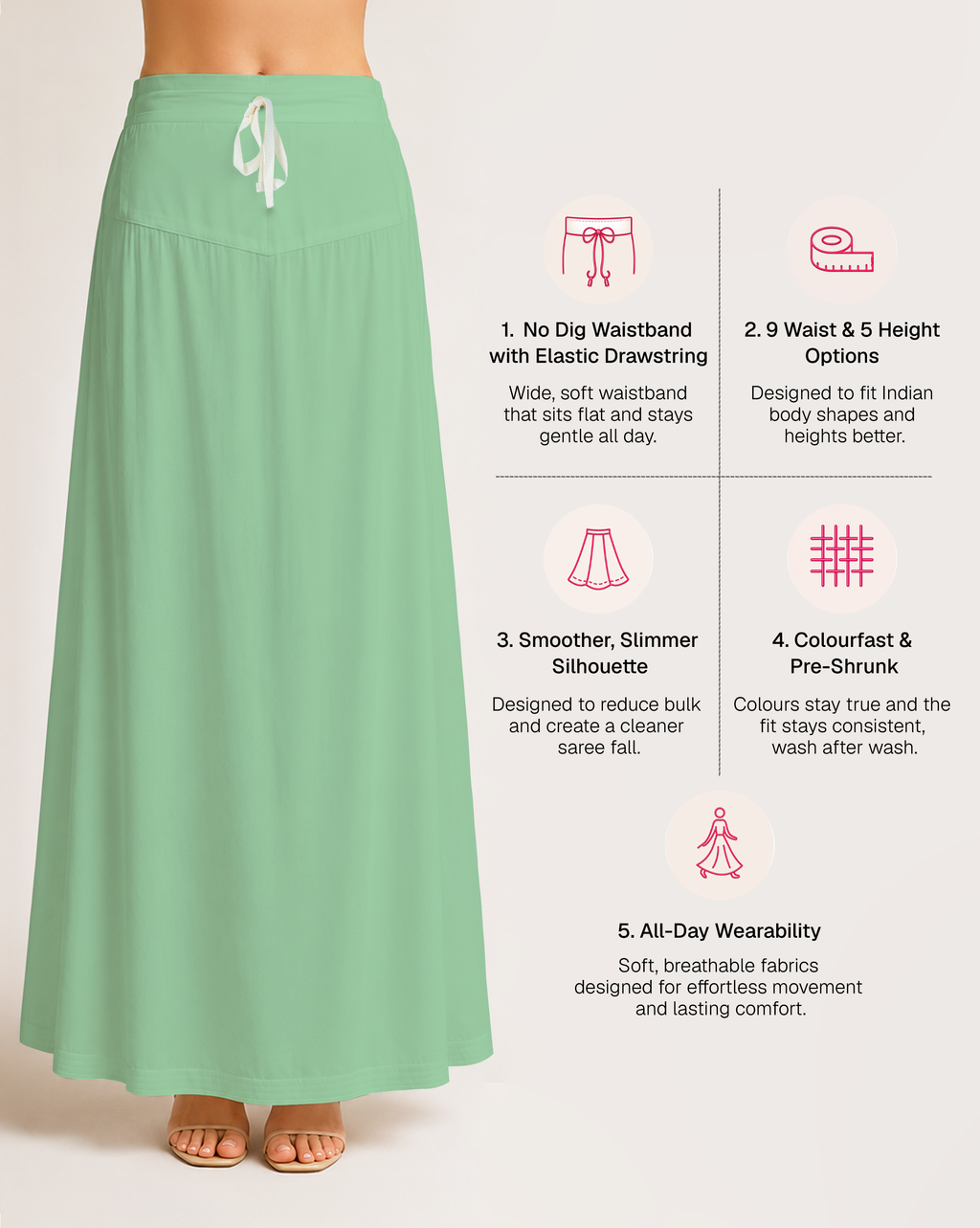Fine Pure Cotton Satin Petticoat