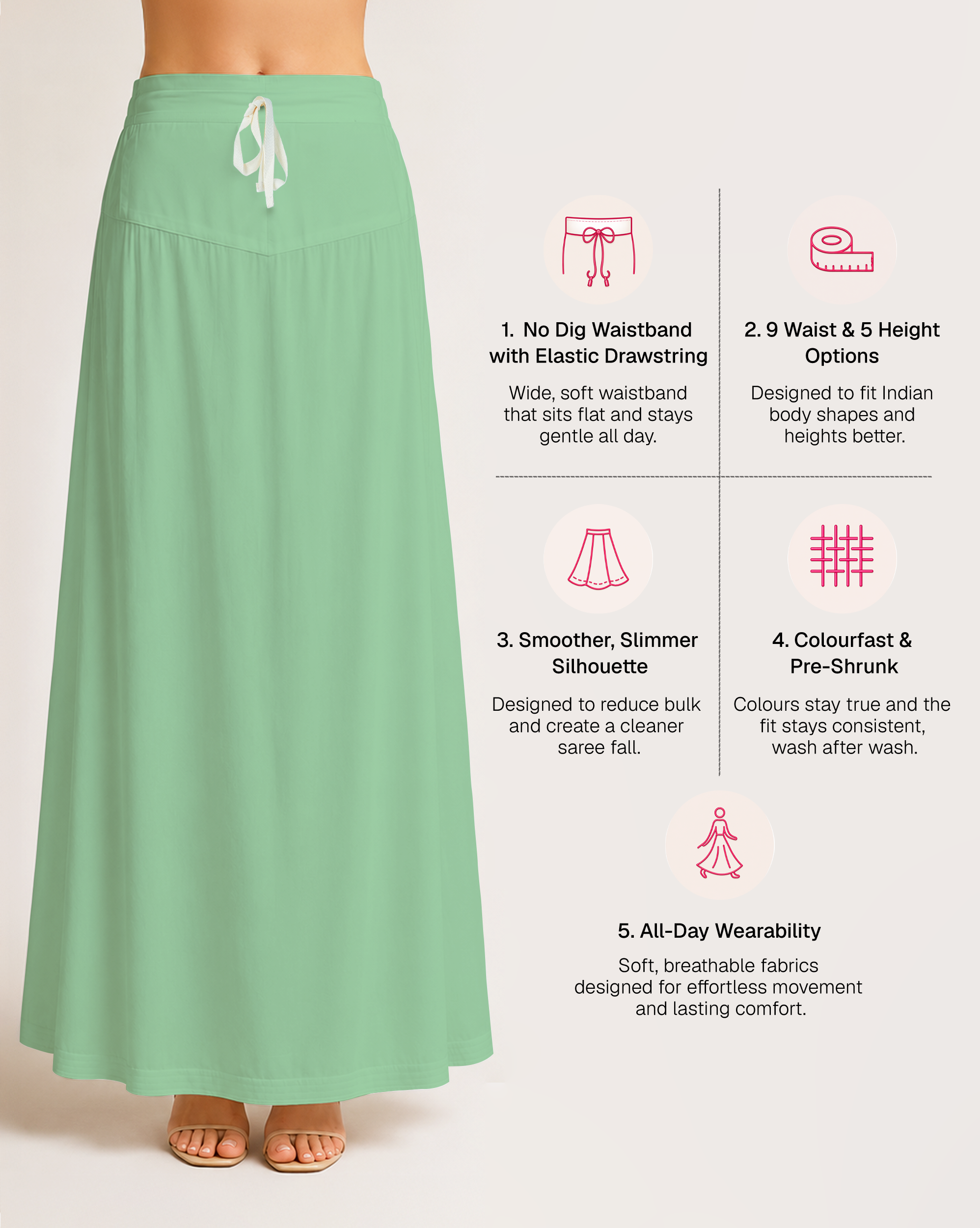 Fine Pure Cotton Satin Petticoat