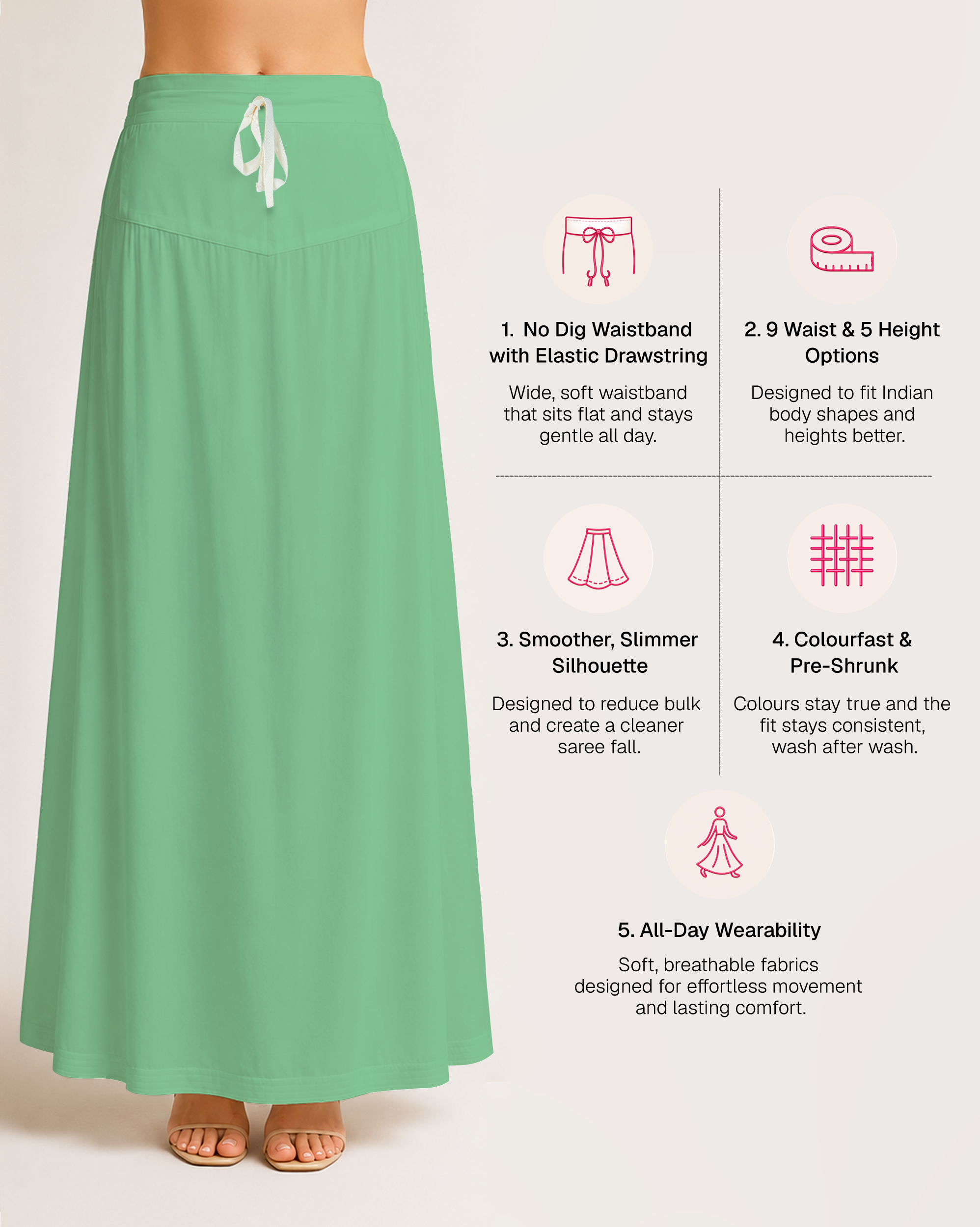 Fine Pure Cotton Satin Petticoat