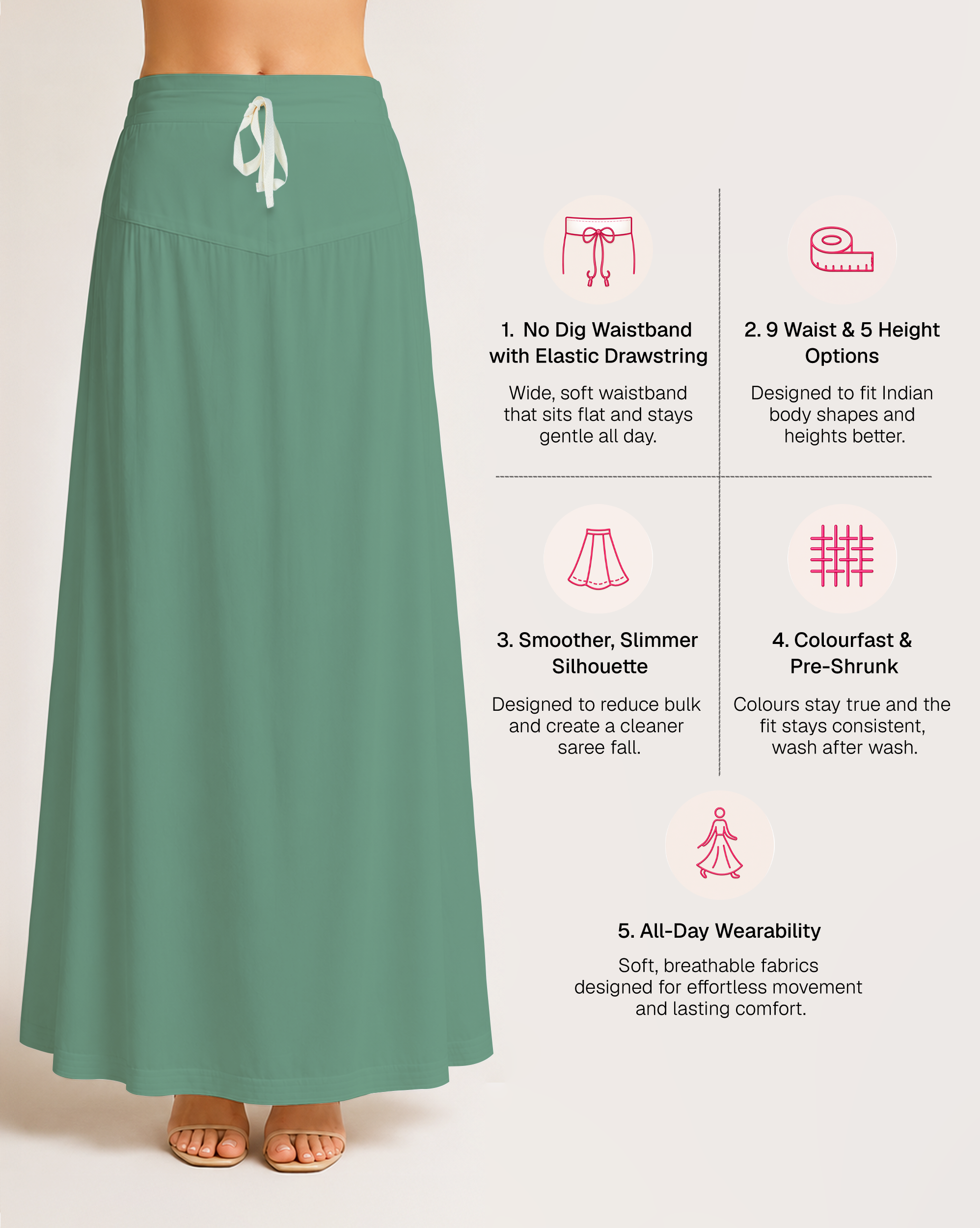 Fine Pure Cotton Satin Petticoat