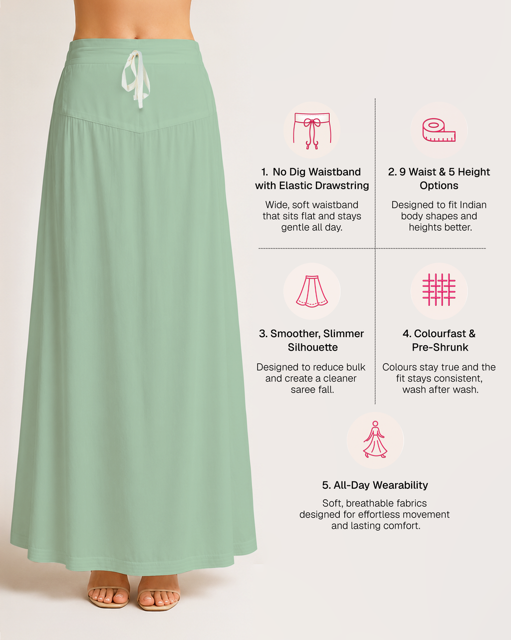 Fine Pure Cotton Satin Petticoat