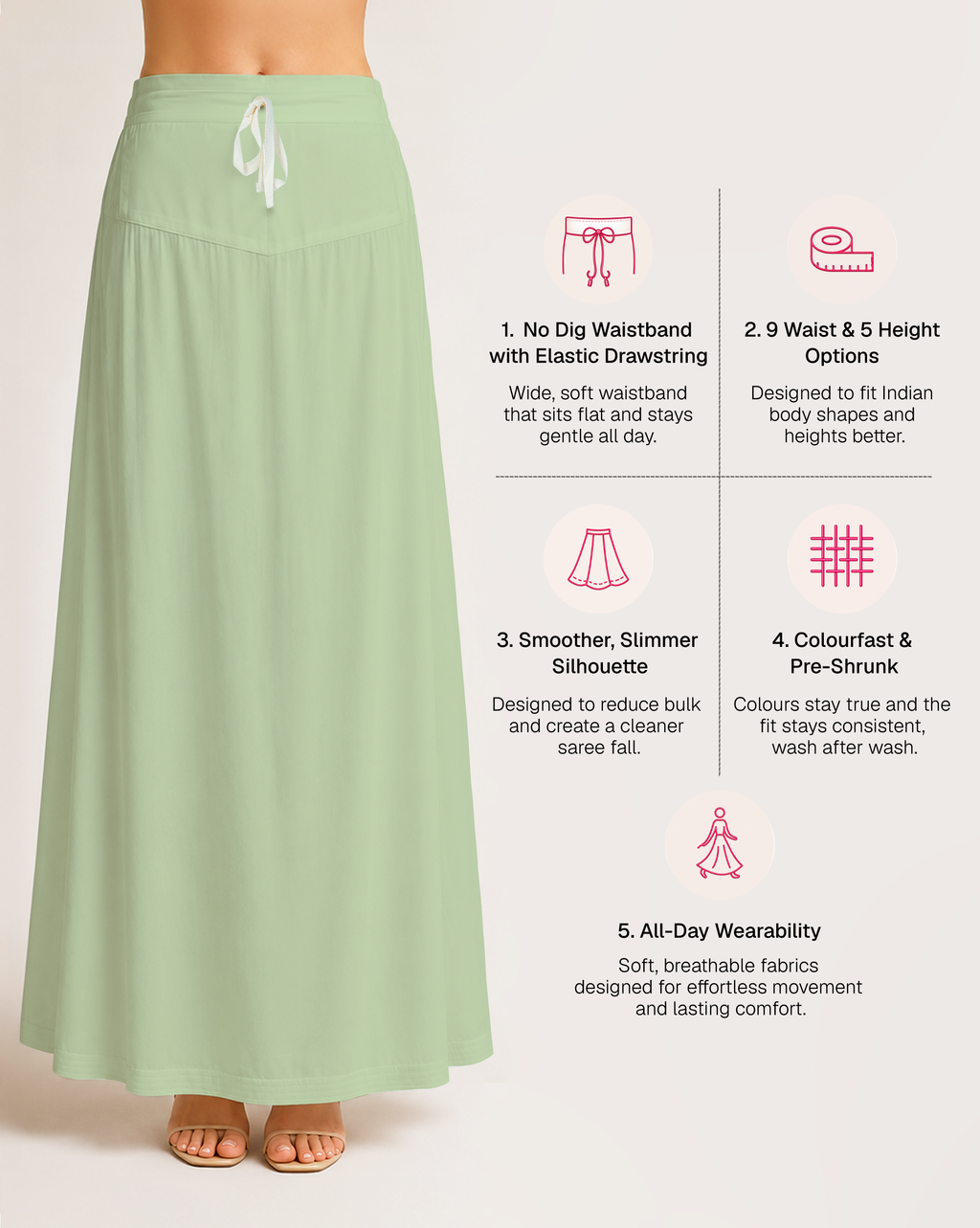 Fine Pure Cotton Satin Petticoat