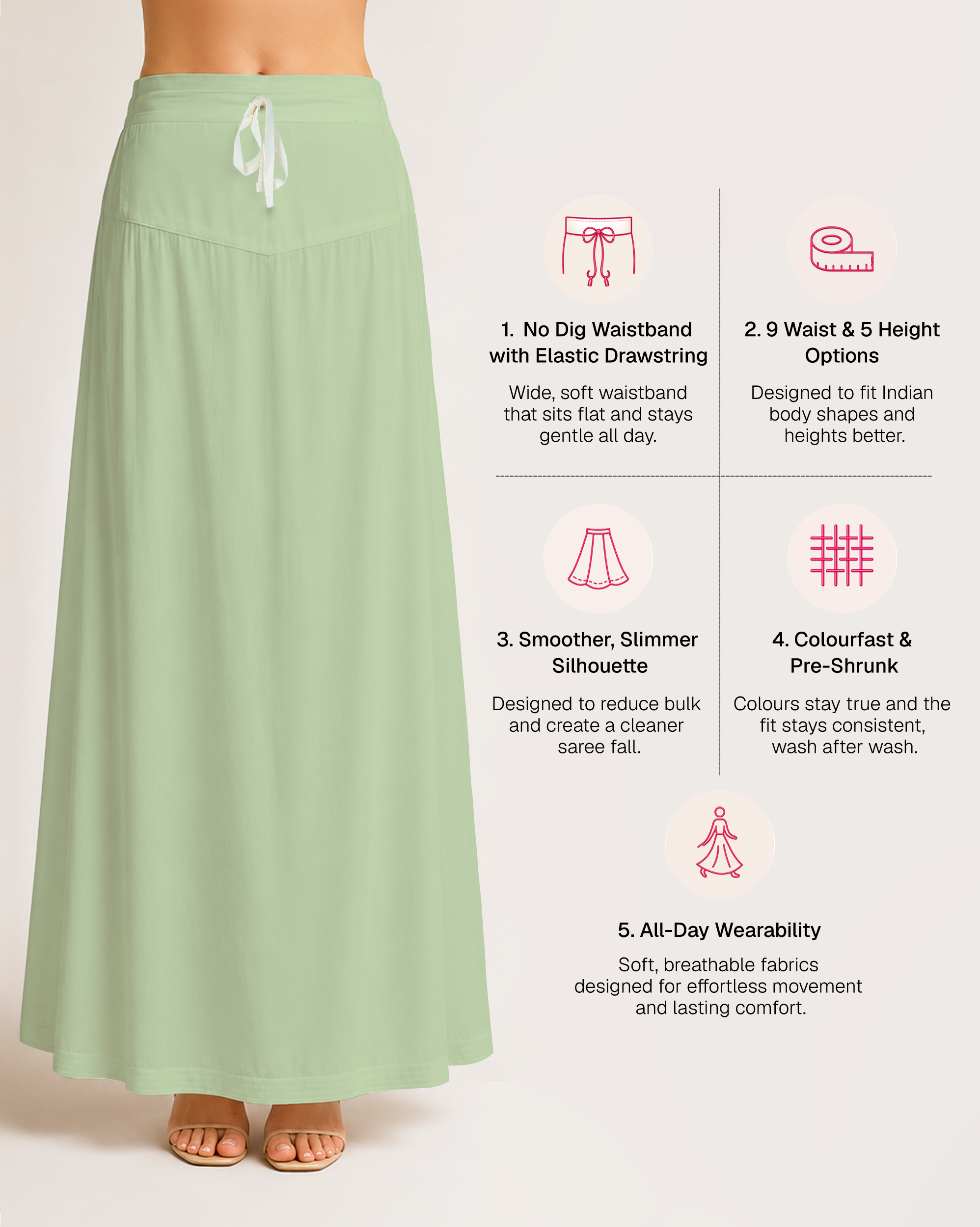 Fine Pure Cotton Satin Petticoat