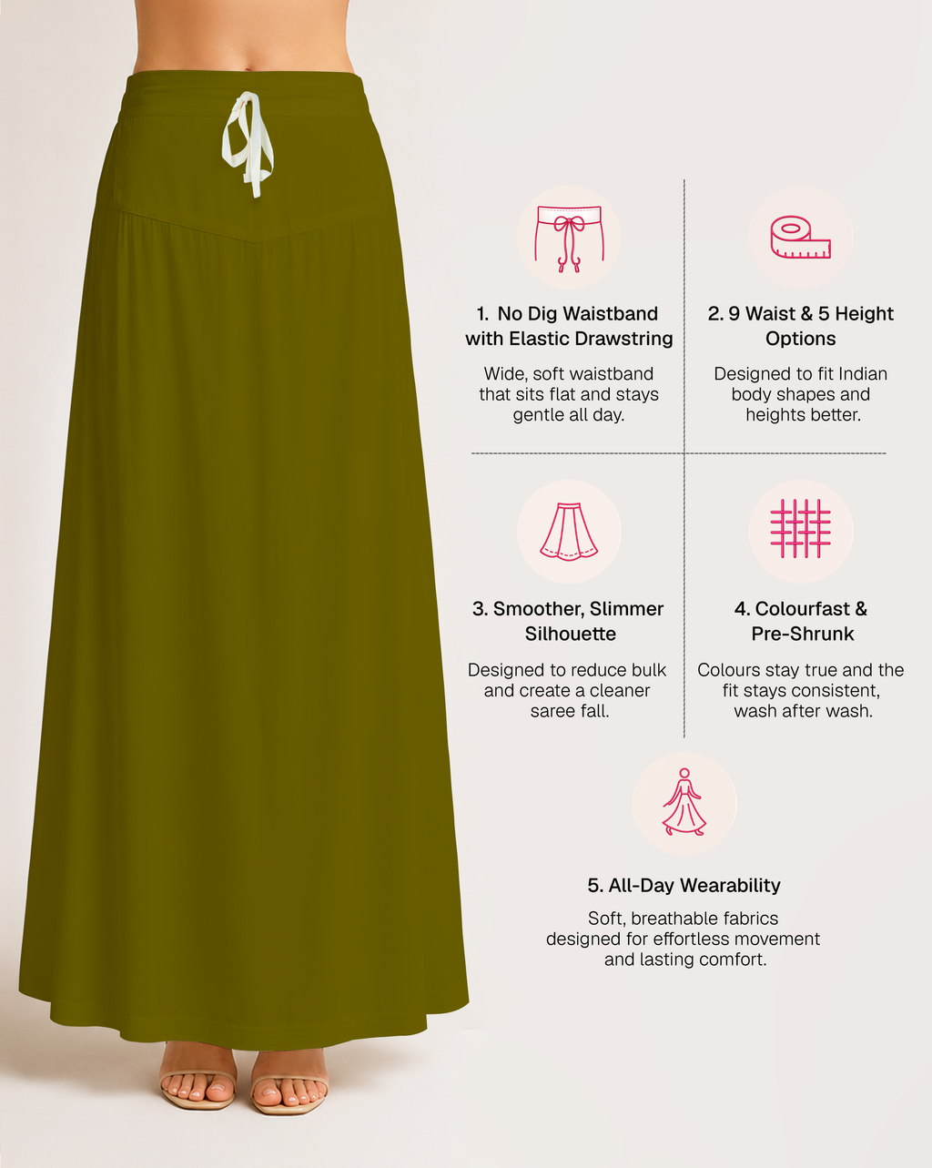 Fine Pure Cotton Satin Petticoat