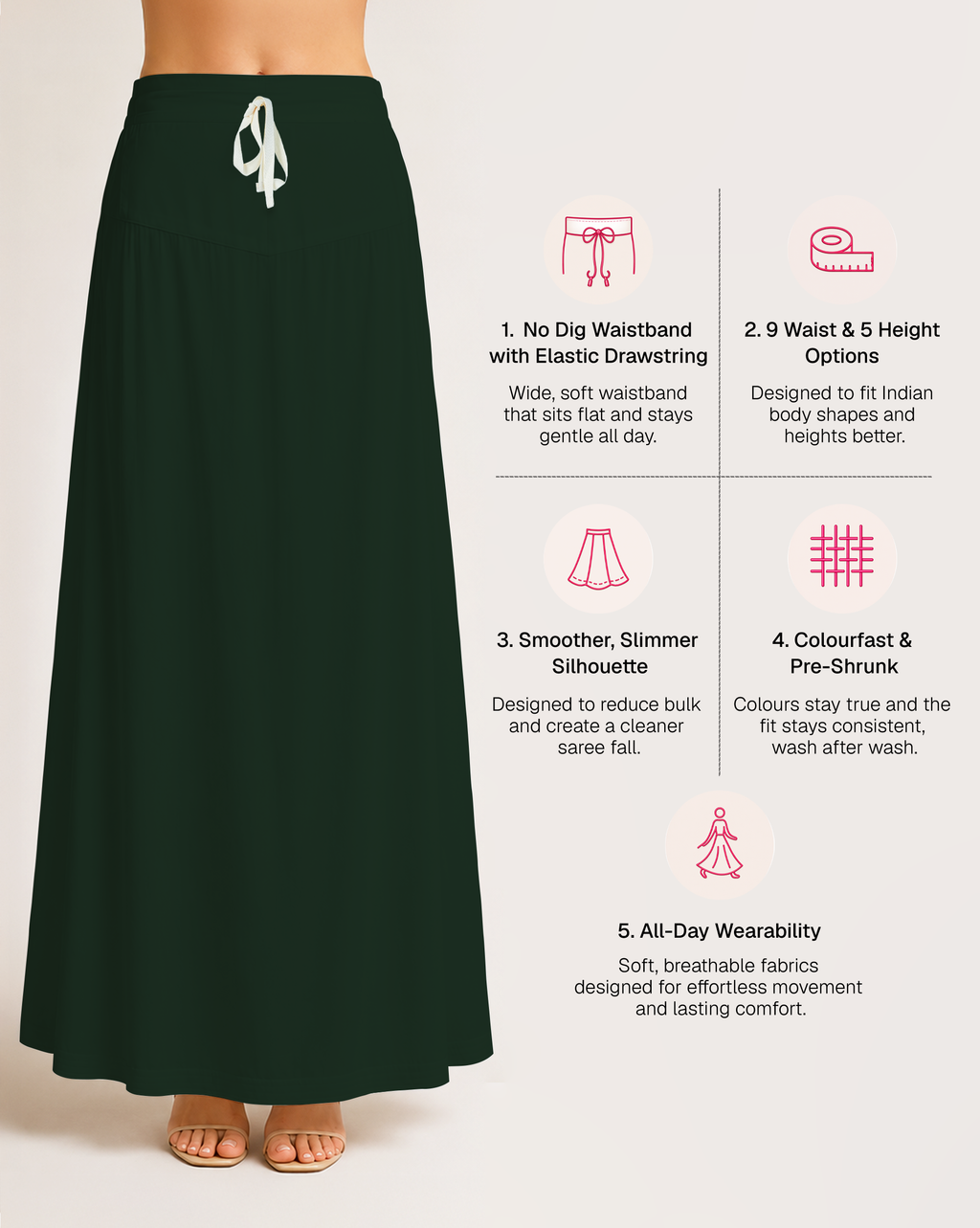 Fine Pure Cotton Satin Petticoat
