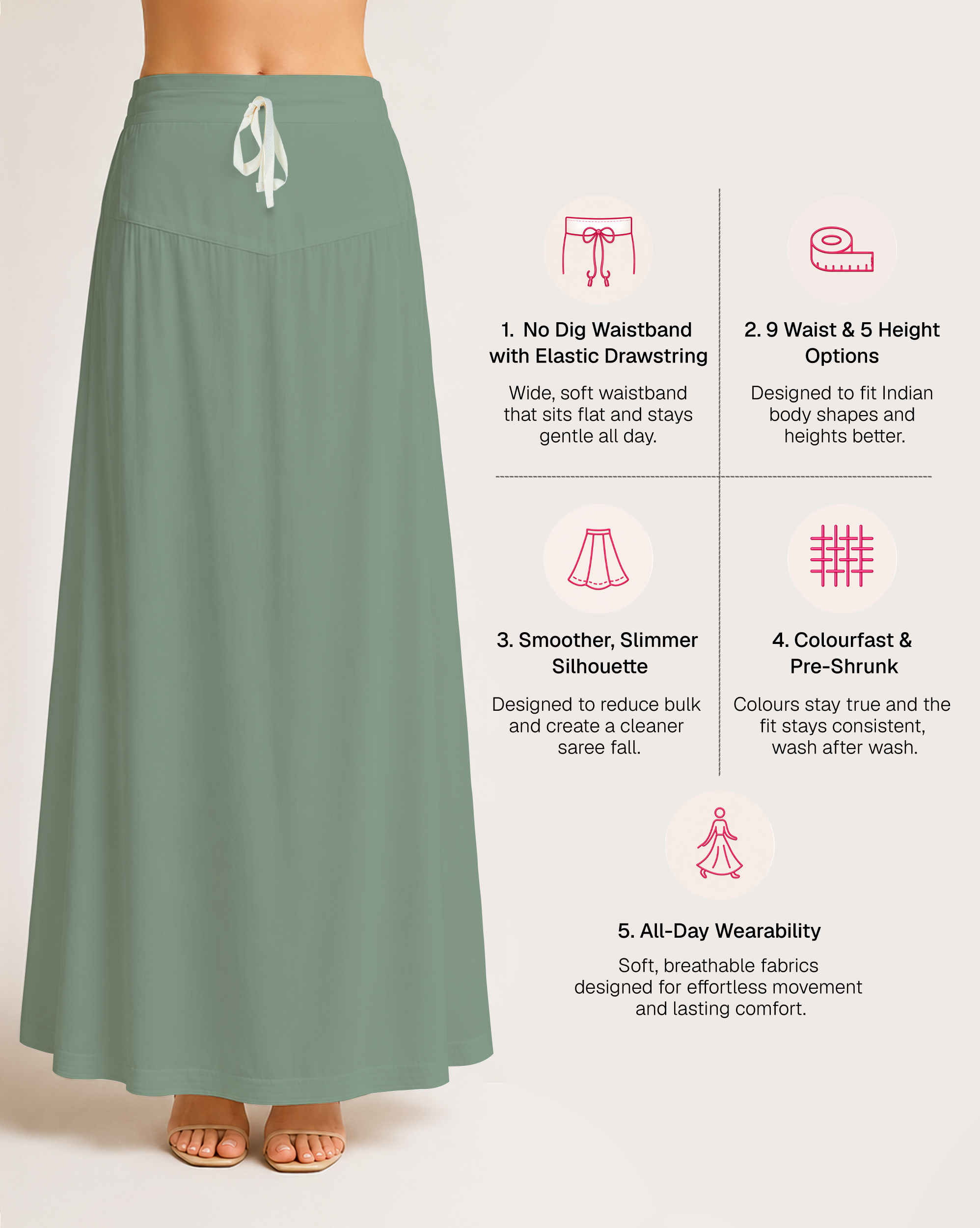 Fine Pure Cotton Satin Petticoat