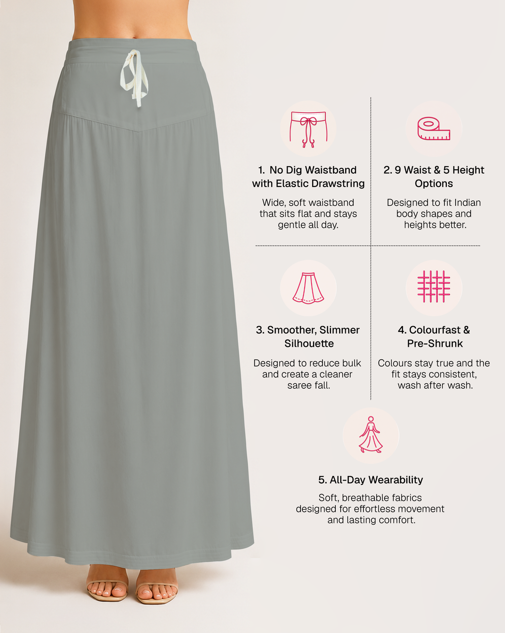 Fine Pure Cotton Satin Petticoat