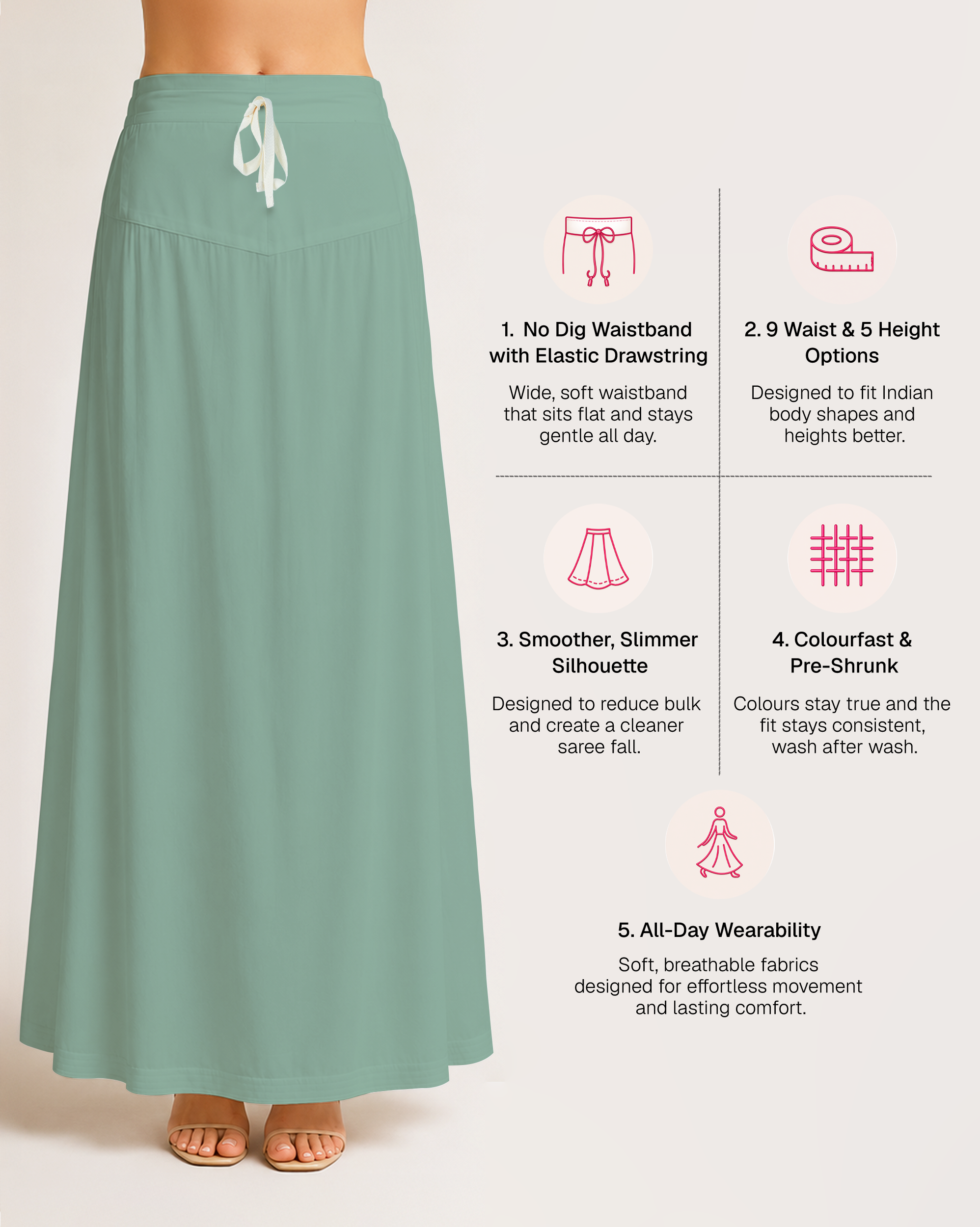 Fine Pure Cotton Satin Petticoat
