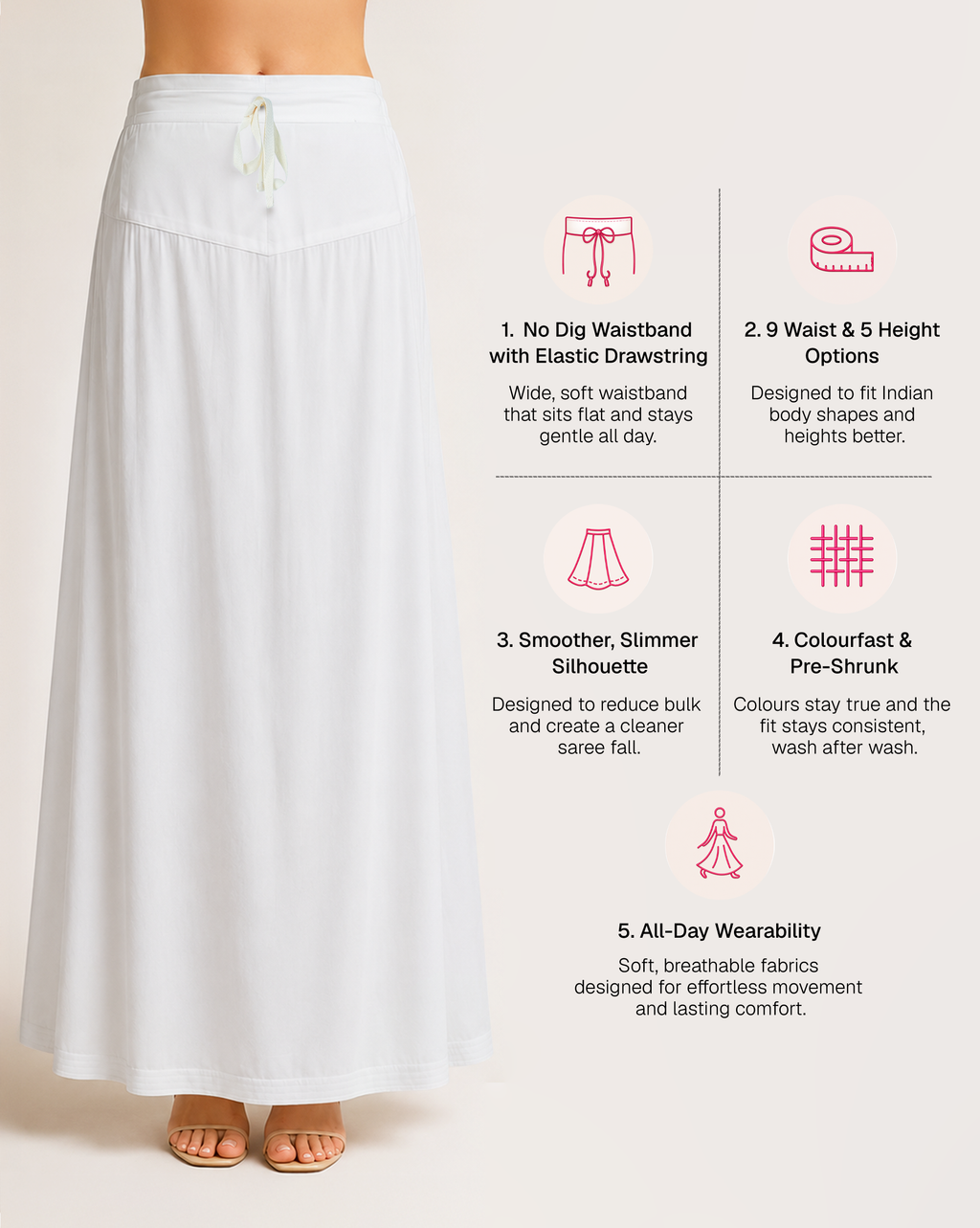 Fine Pure Cotton Satin Petticoat