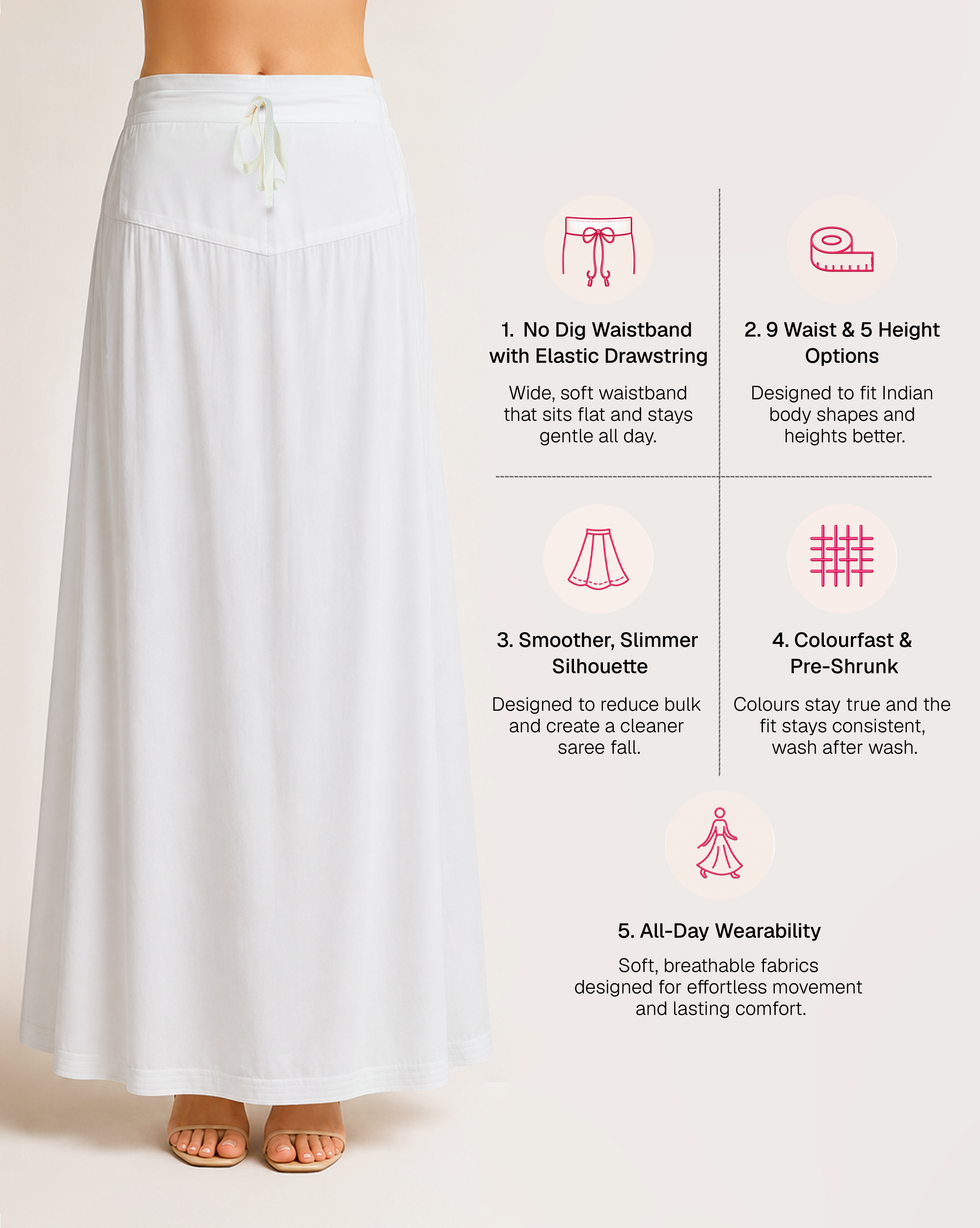 Fine Pure Cotton Satin Petticoat