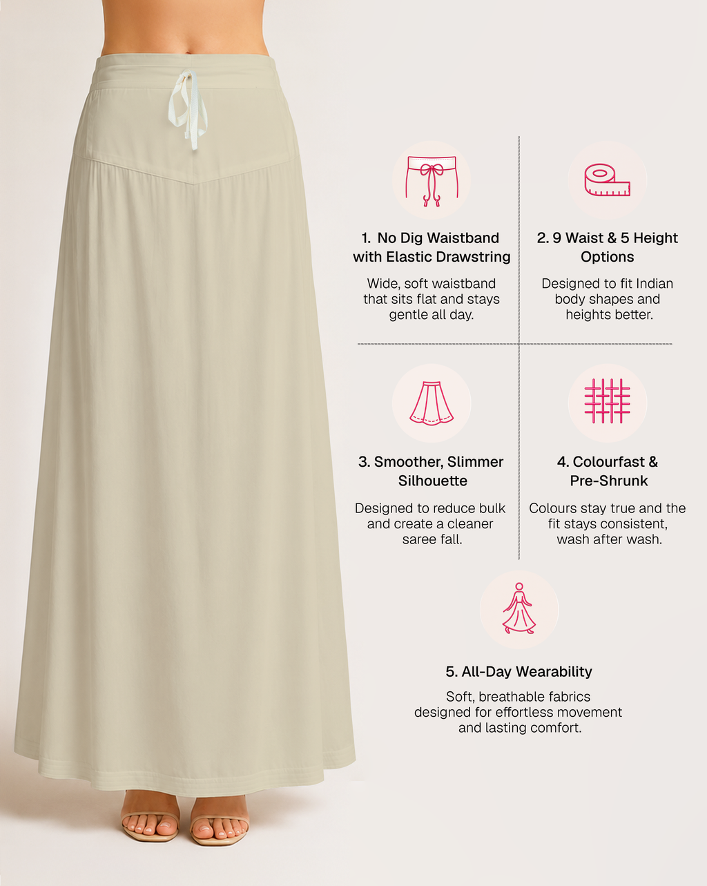 Fine Pure Cotton Satin Petticoat