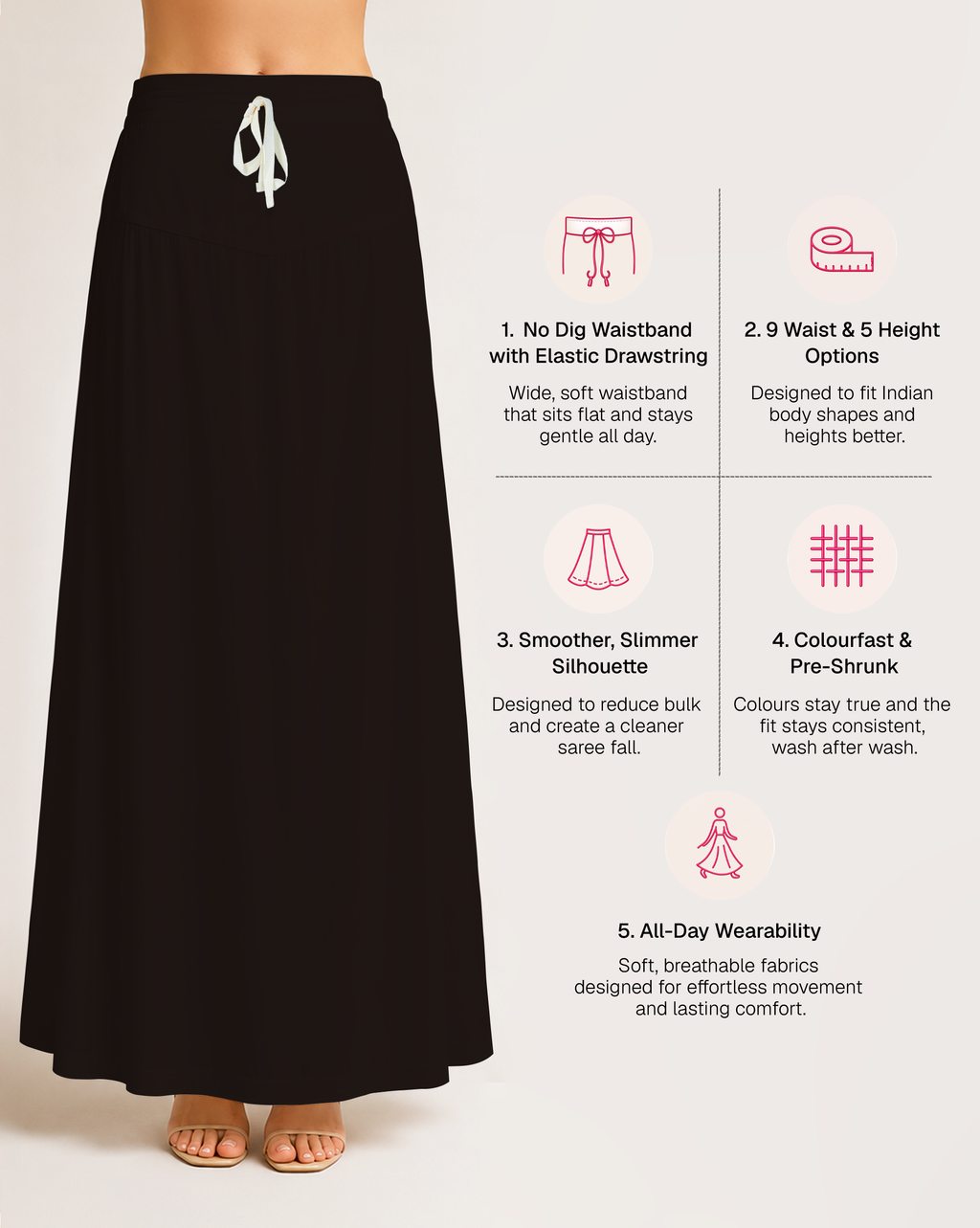 Fine Pure Cotton Satin Petticoat