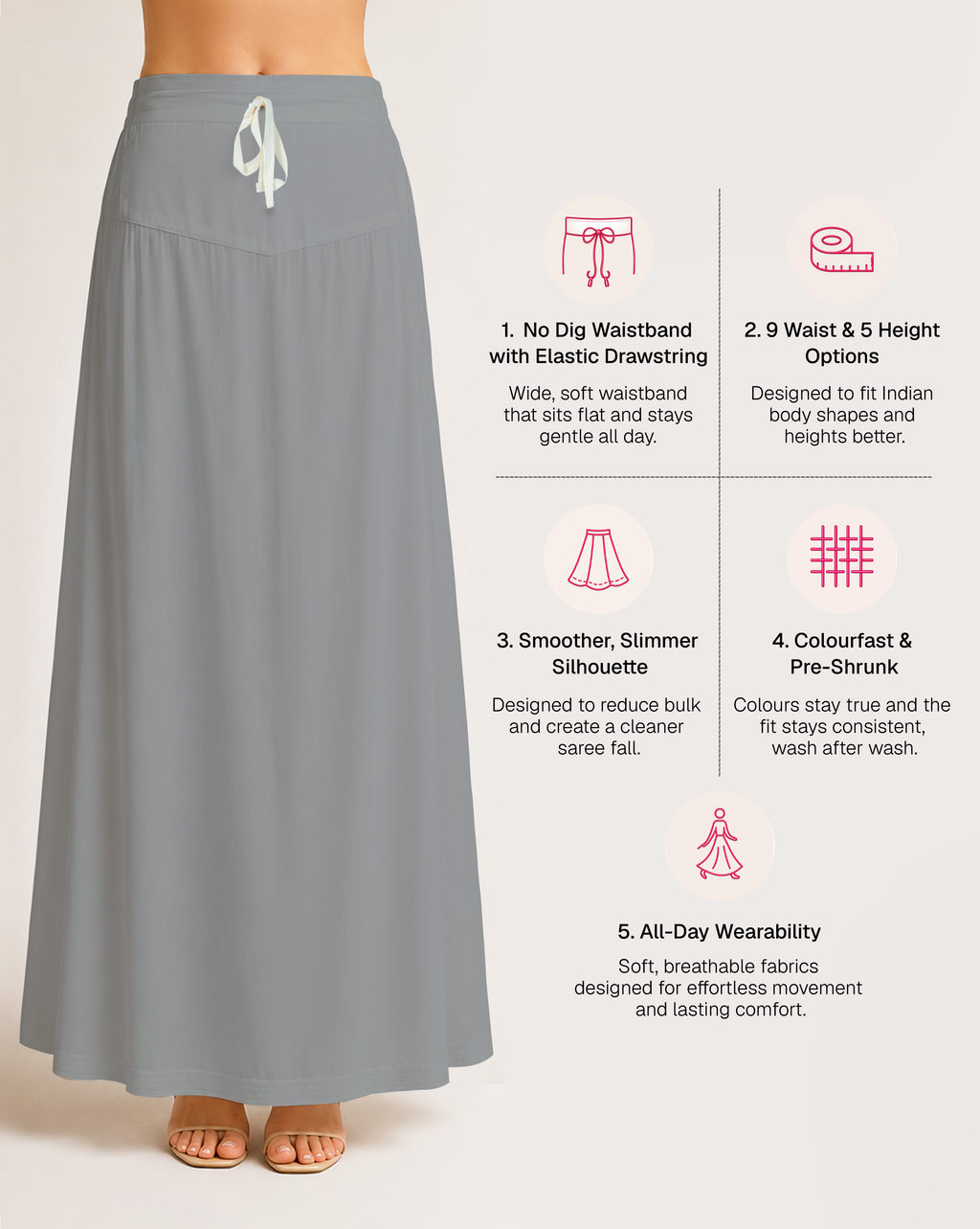 Fine Pure Cotton Satin Petticoat