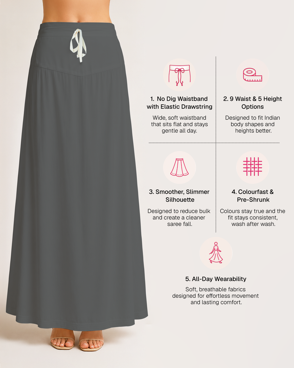 Fine Pure Cotton Satin Petticoat