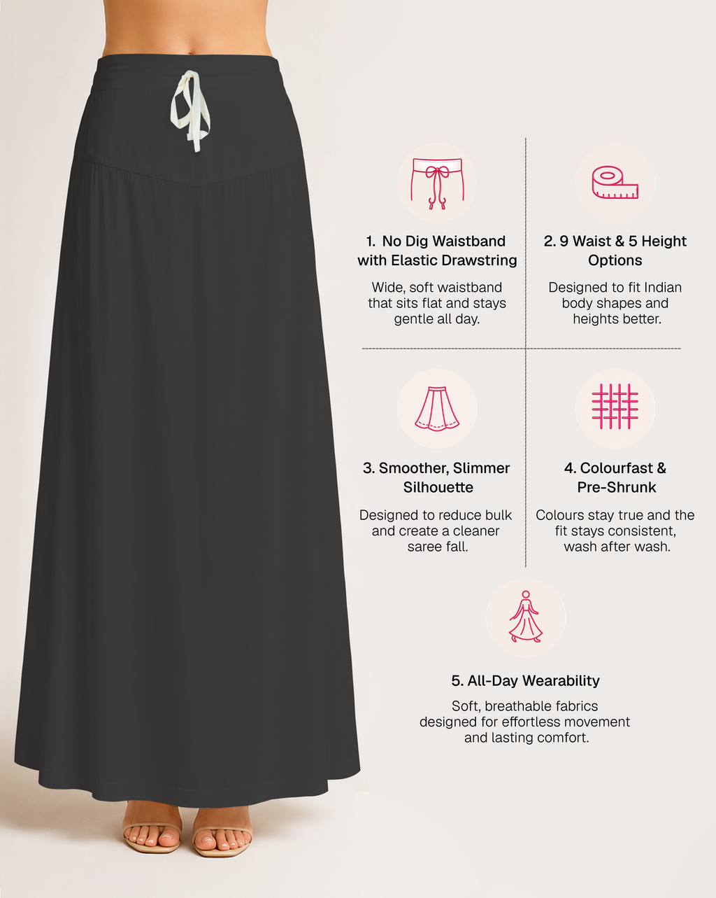 Fine Pure Cotton Satin Petticoat
