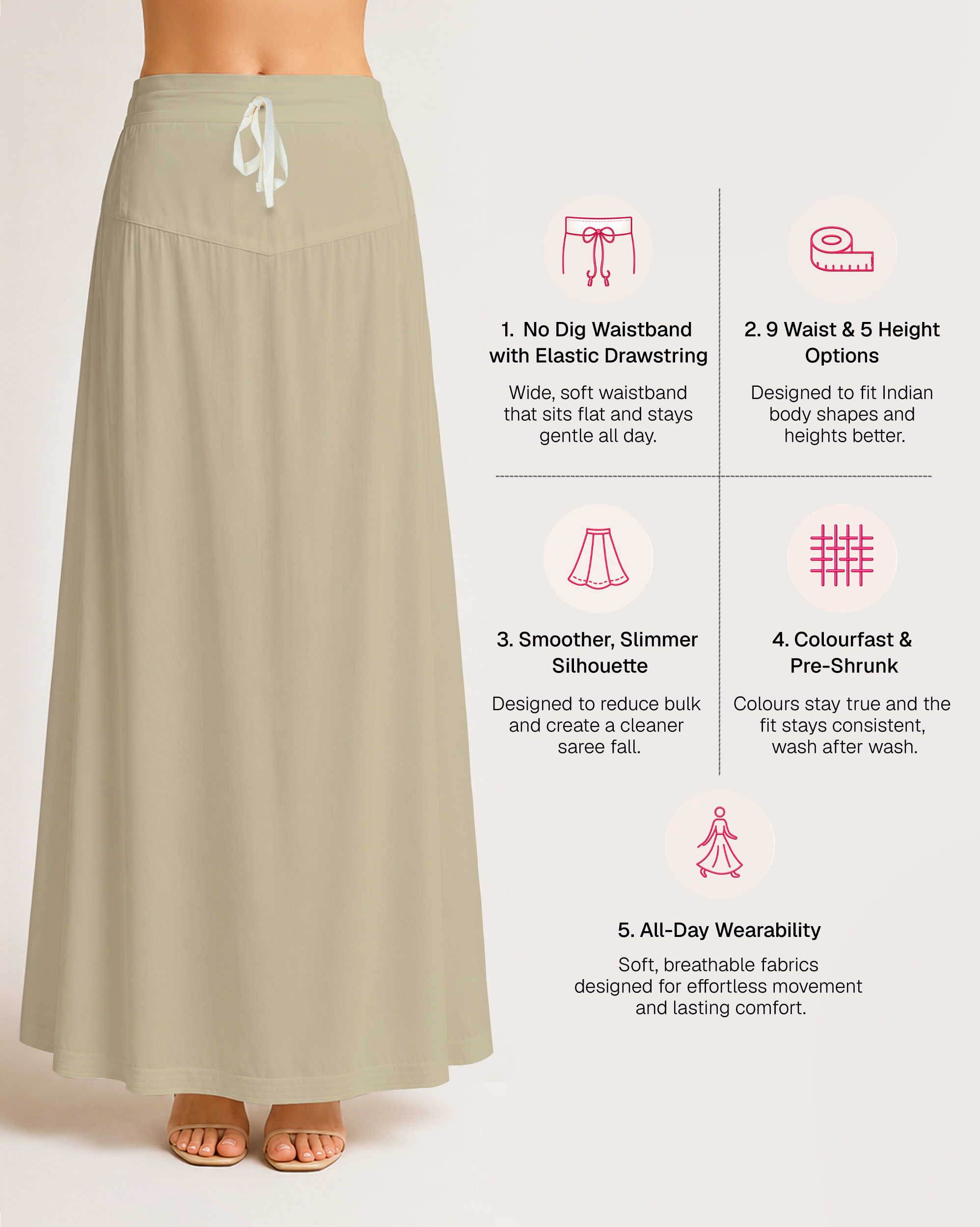 Fine Pure Cotton Satin Petticoat