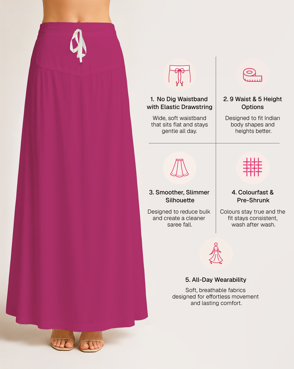 Fine Pure Cotton Satin Petticoat