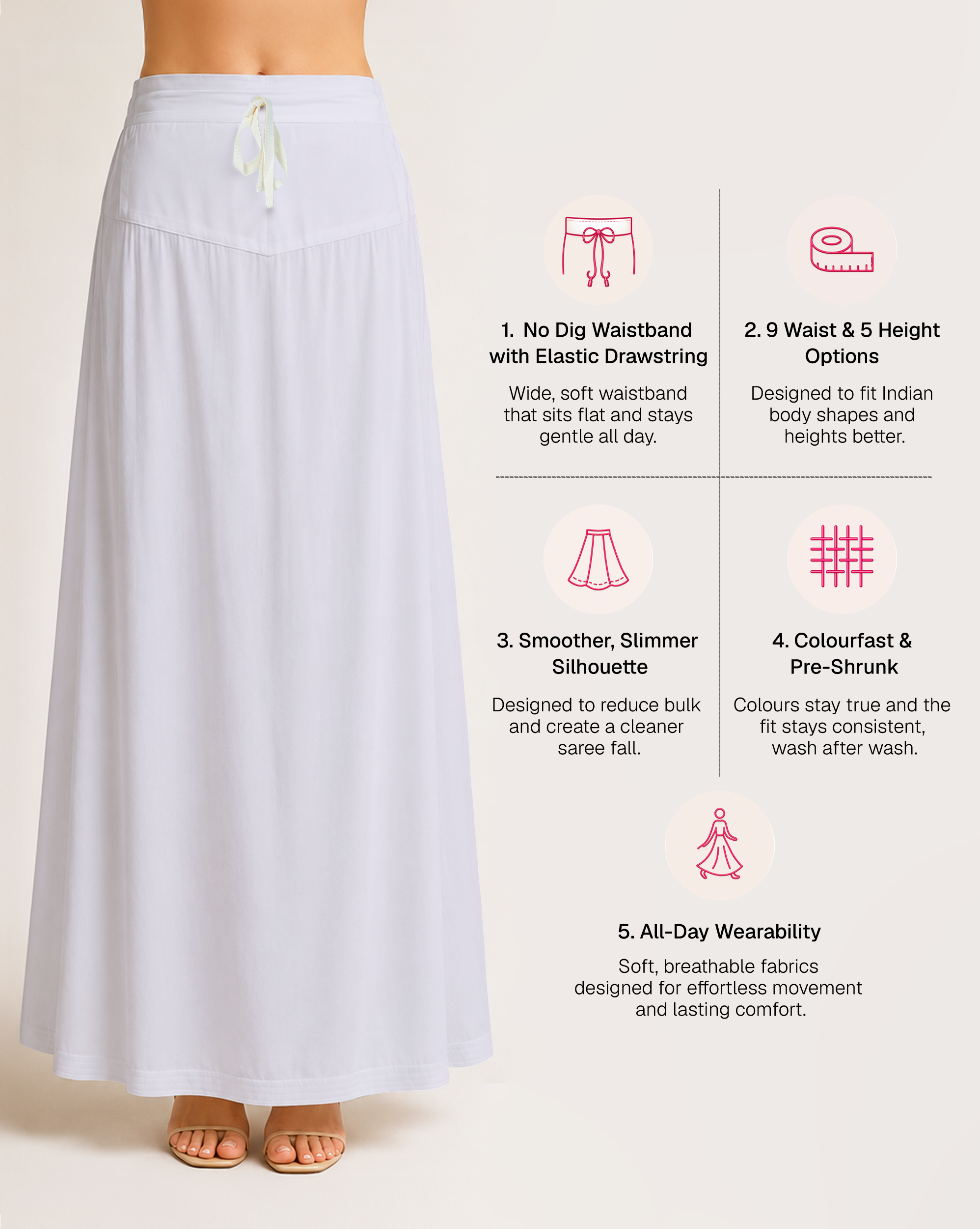 Fine Pure Cotton Satin Petticoat